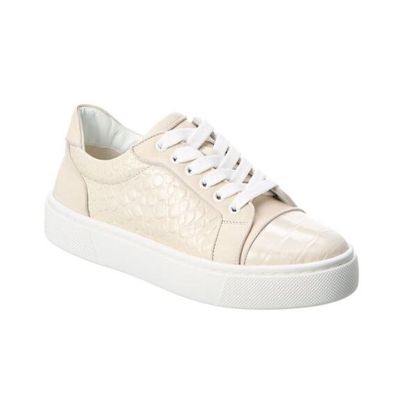 Christian Louboutin Shoes - Christian Louboutin White/Cream Croc Embossed Leather Vieirissima Sneakers 38 8